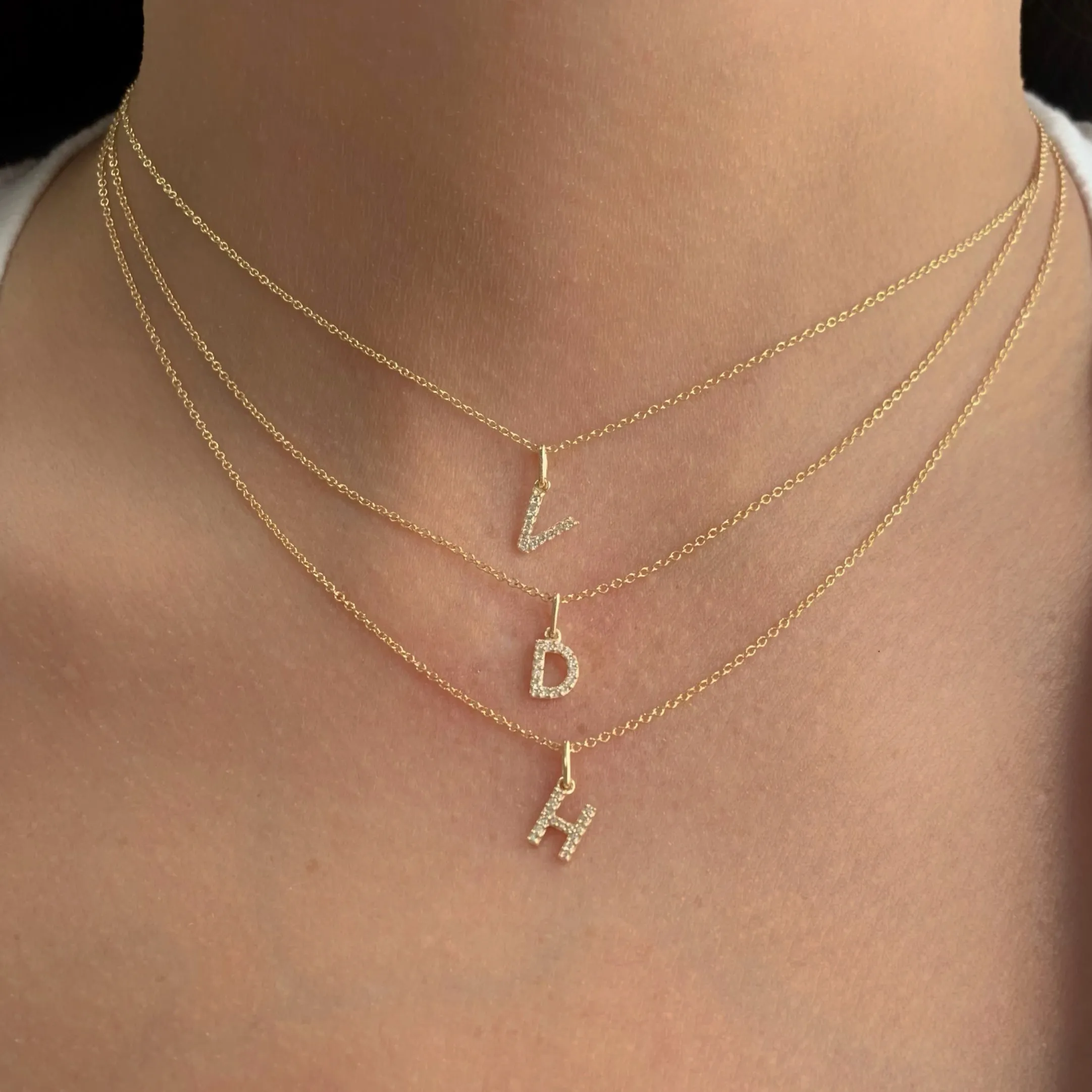 10K Gold Diamond Initial Charm