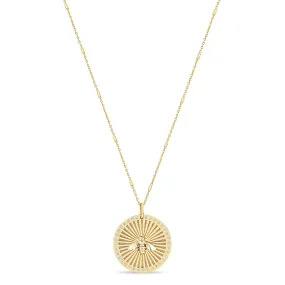 14k Bee Medium Sunbeam Medallion Necklace