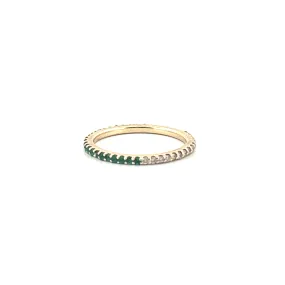 14K Gold 1MM Diamond and Emerald Eternity Band