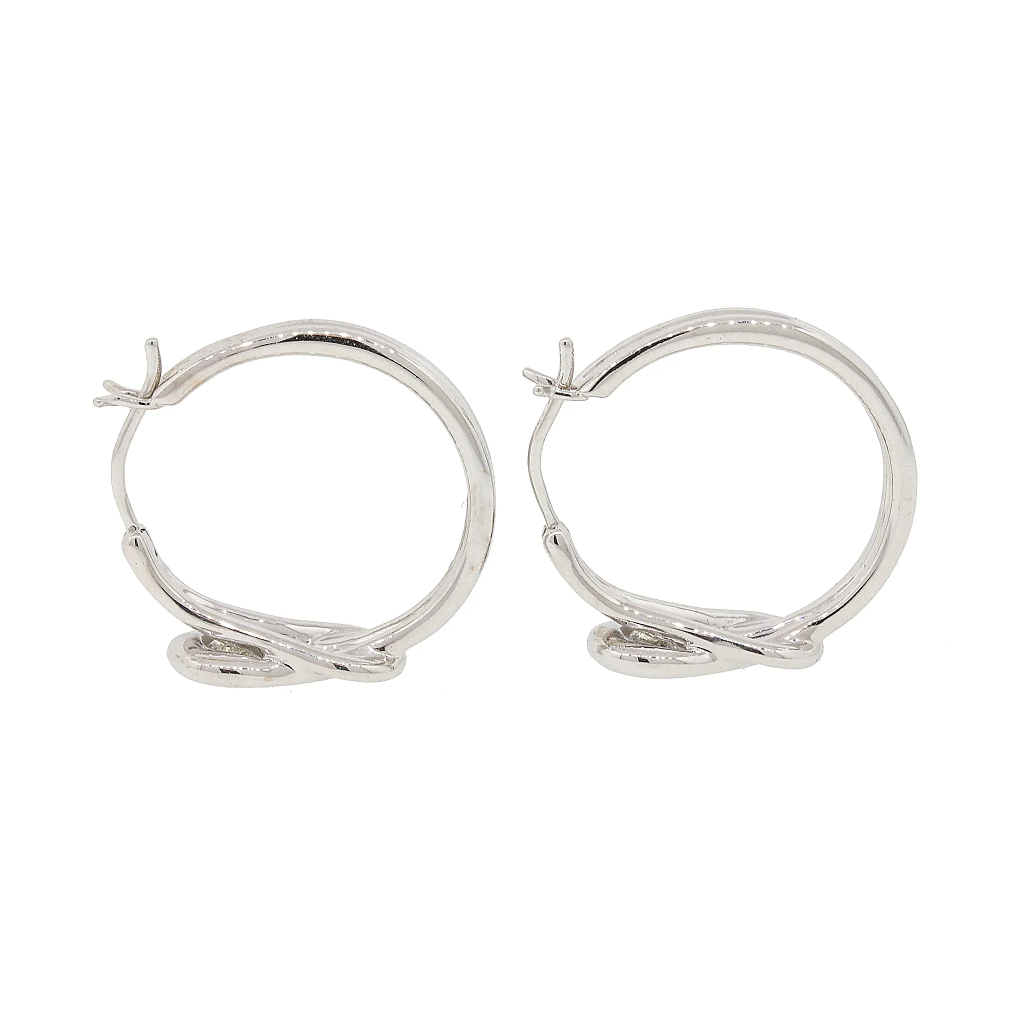 14k Gold Diamond Hoops Earrings