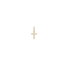 14k Midi Bitty Pavé Diamond Cross Charm