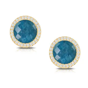 18ky Apatite & Diamond Stud Earrings