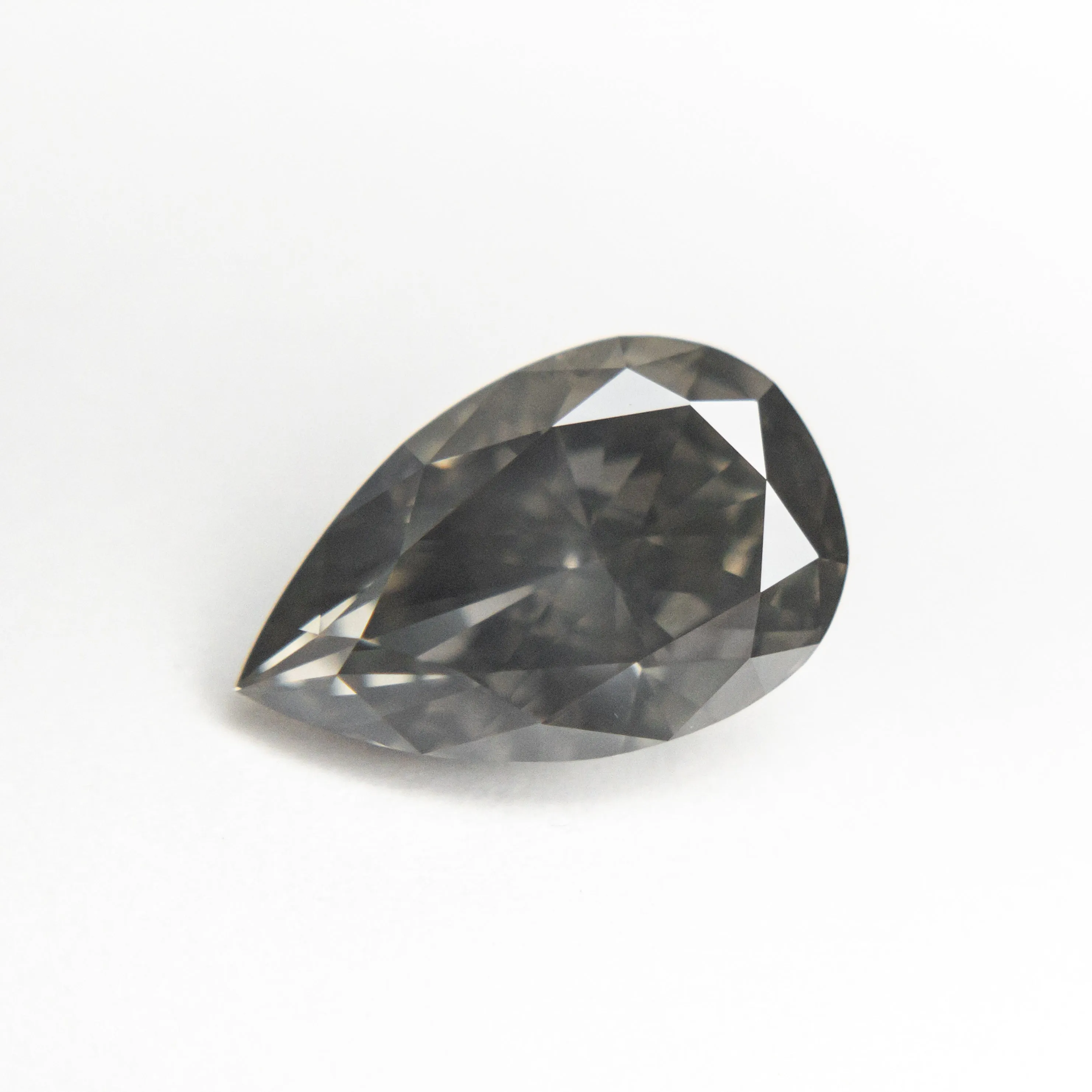 2.07ct 10.33x6.61x4.25mm GIA SI2 Fancy Dark Grey Pear Brilliant 19549-01