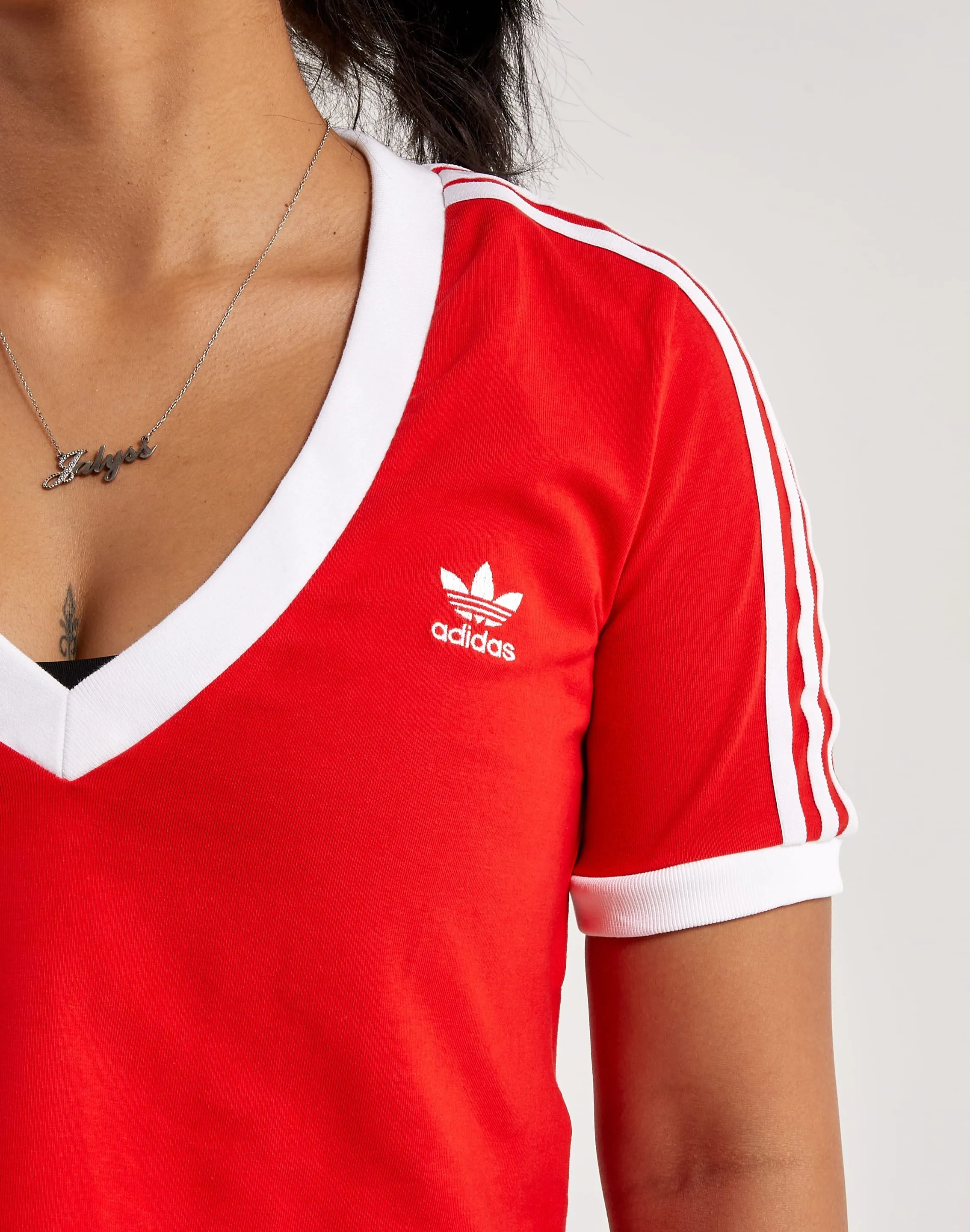 Adidas 3-Stripes Deep V-Neck Cropped Tee