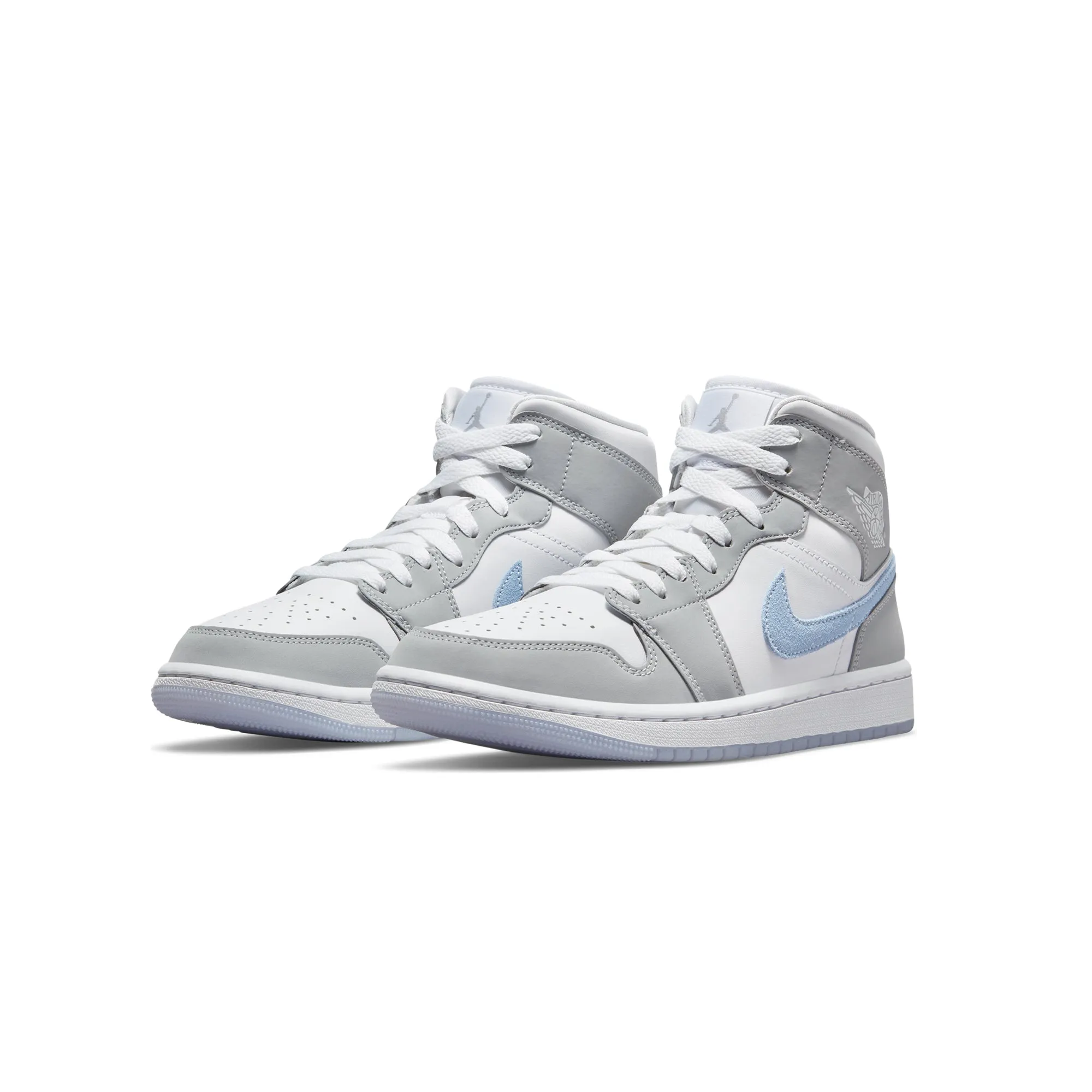 Air Jordan Womens 1 Mid Shoes White/Aluminum/Wolf Grey