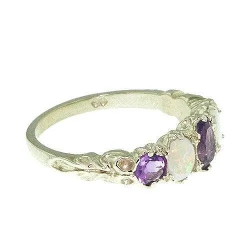 Amethyst and Opal Sterling Silver Ring (FOR USA ONLY)