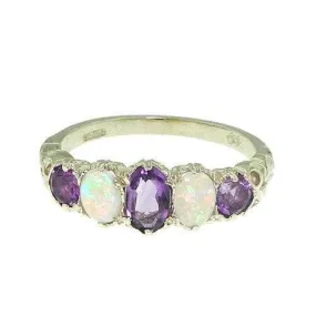 Amethyst and Opal Sterling Silver Ring (FOR USA ONLY)