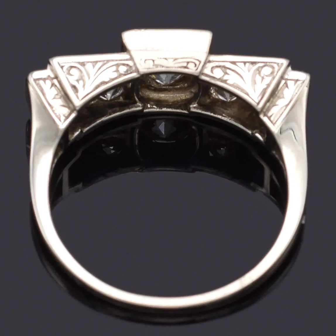 Antique 14K White Gold Diamond Art Deco Band Ring