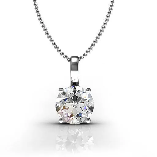 Araylia Strong 18k White Gold Plated Necklace with Solitaire Round Cut Swarovski Crystal