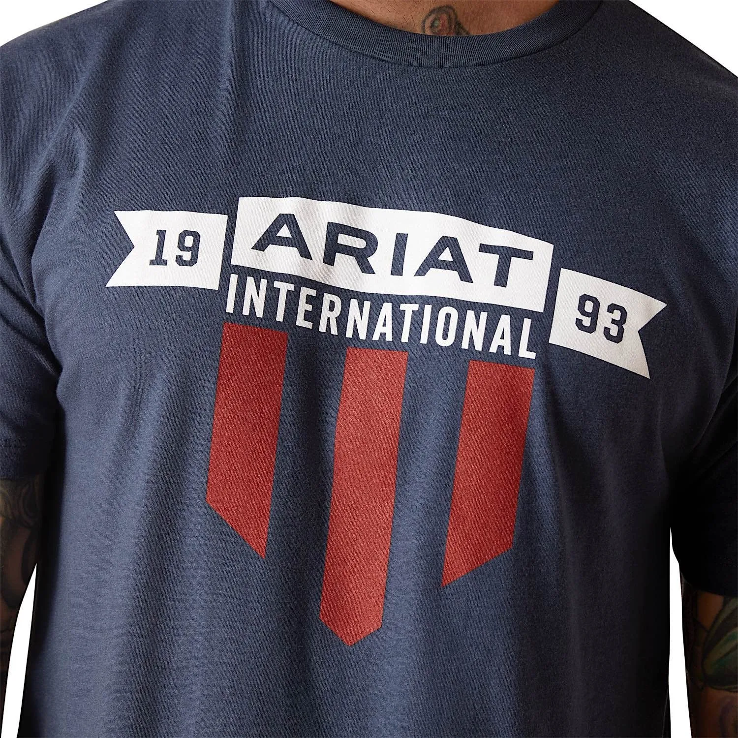 ARIAT Mens USA Banner Shield S/S Tee Navy Heather