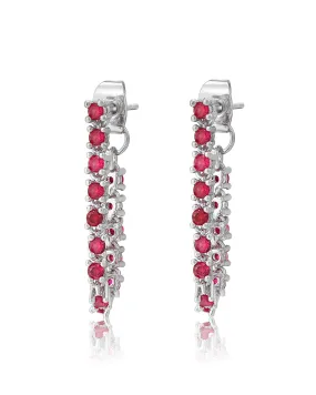 Ballier Chain Studs- Ruby Red- Silver