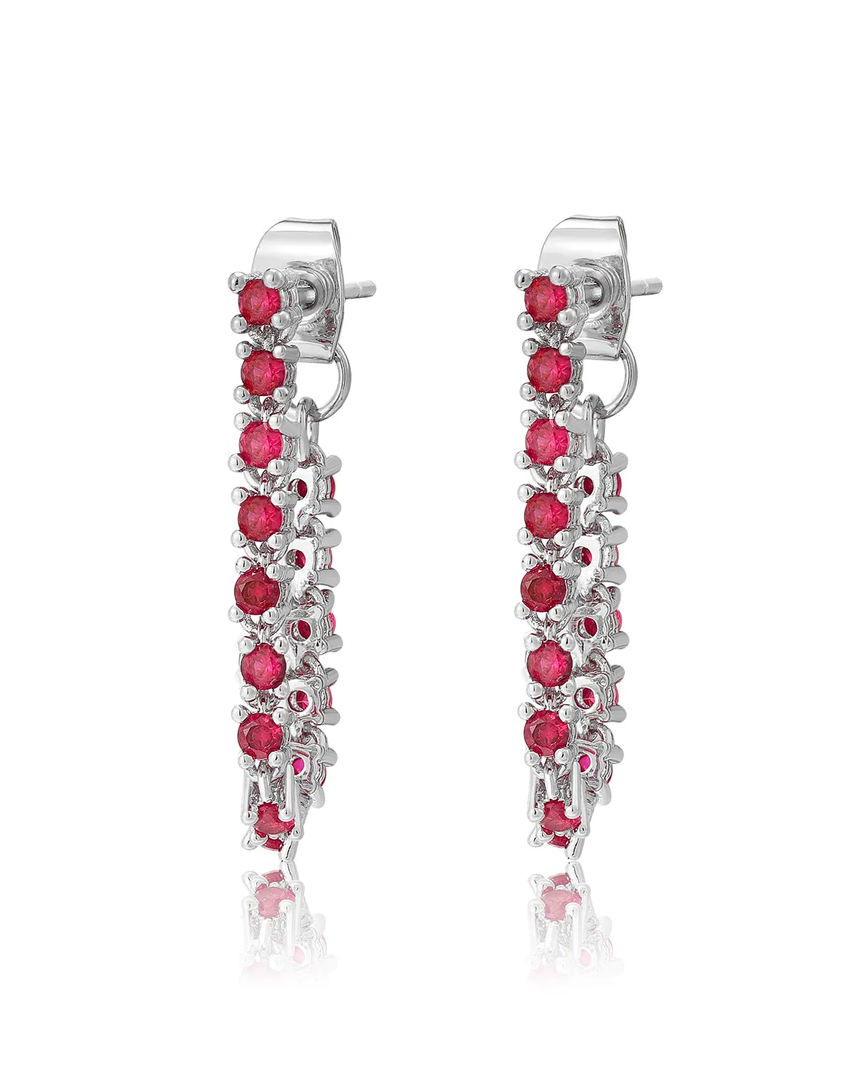 Ballier Chain Studs- Ruby Red- Silver