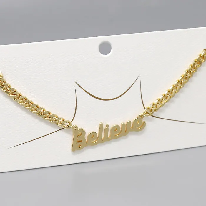 Believe Gold Dipped Curb Chain Necklace