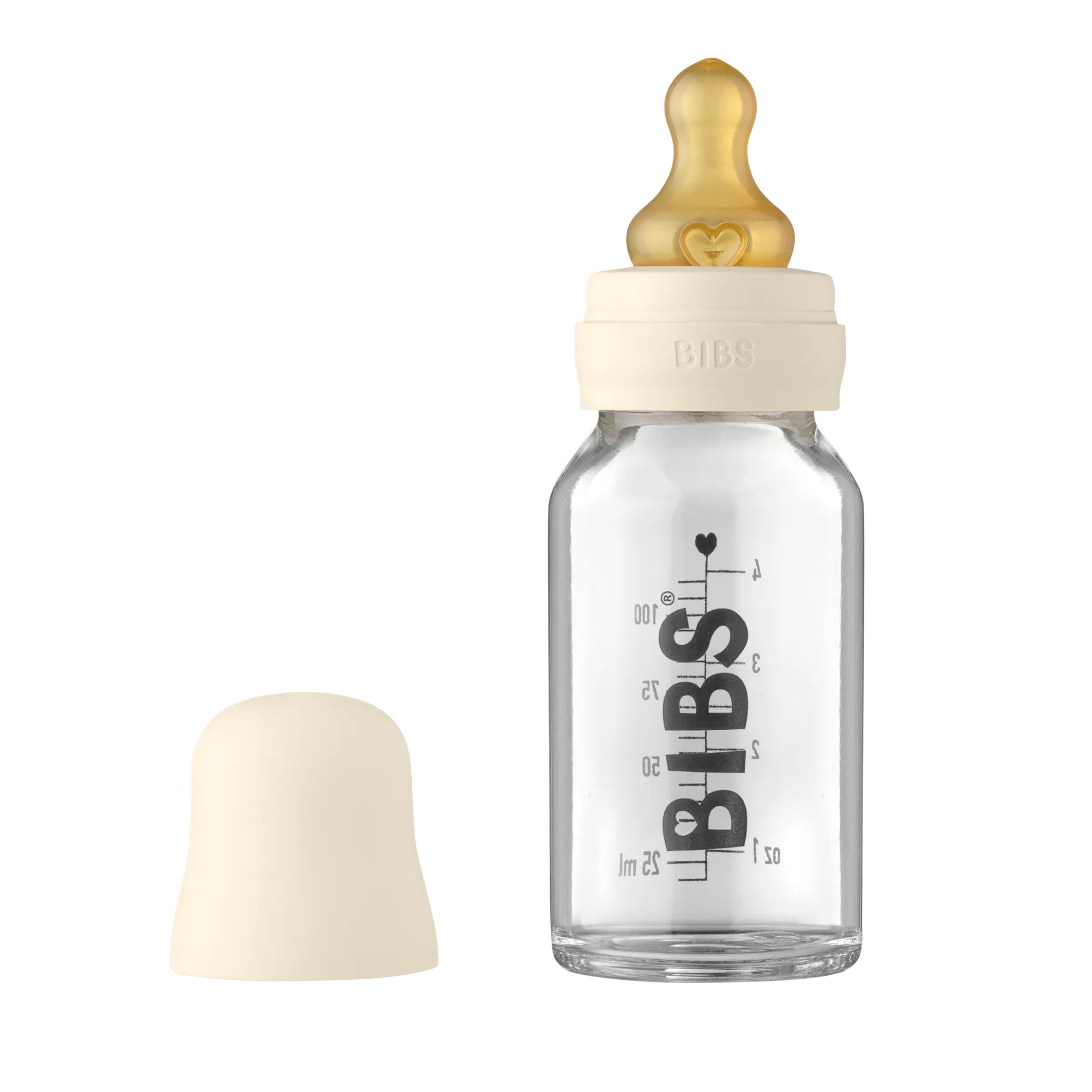 Bibs Glass Bottle Set 110ml - Ivory