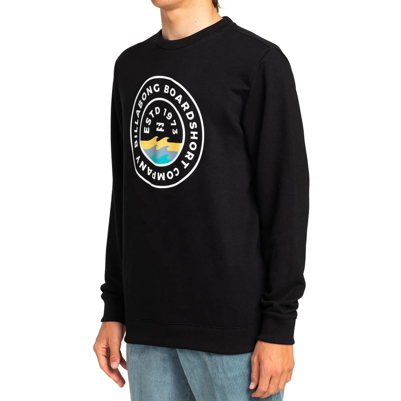 Billabong Mens Walled Crew Neck Pullover Sweatshirt - Black