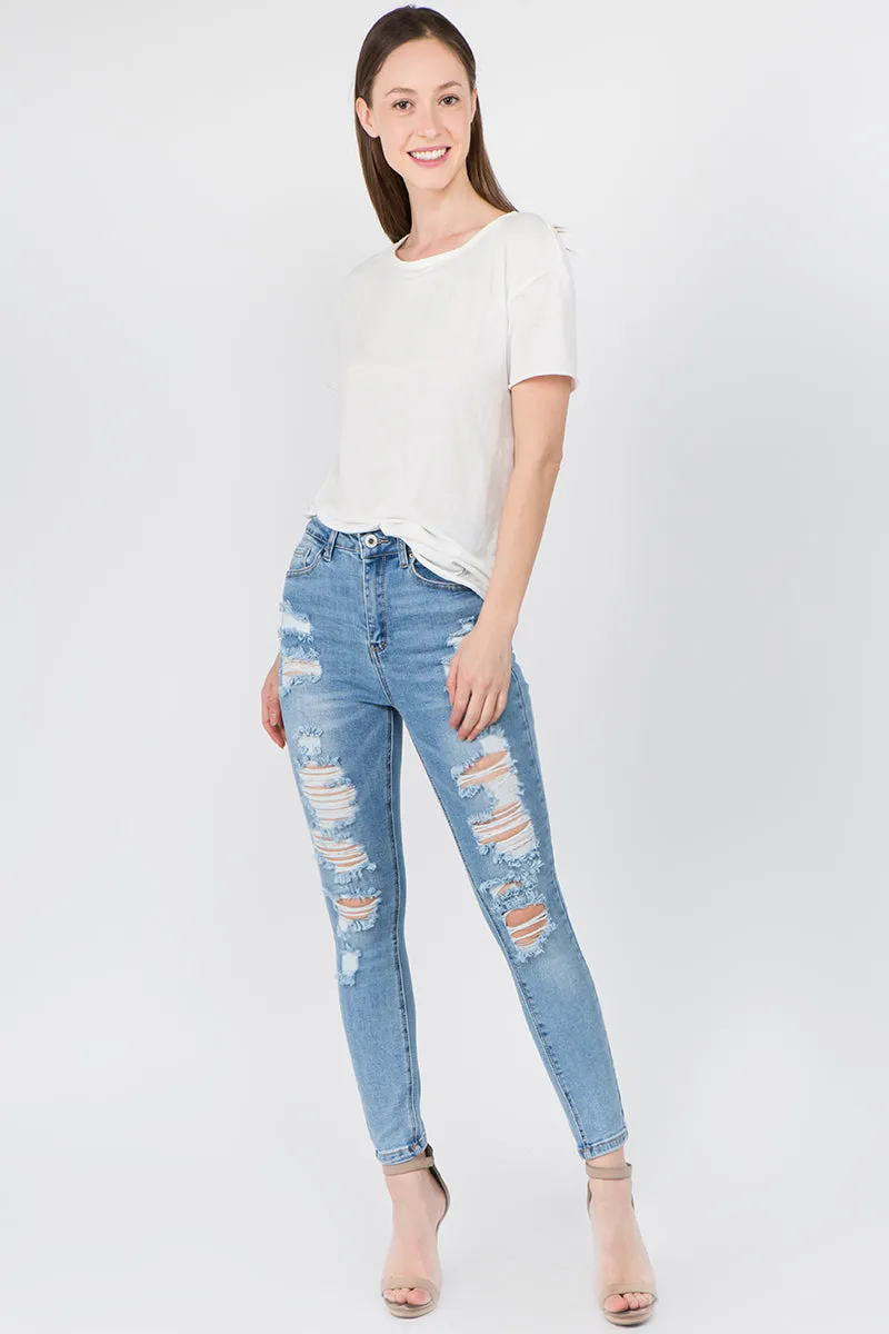 Blue Blue Distressed in High Waist Denim