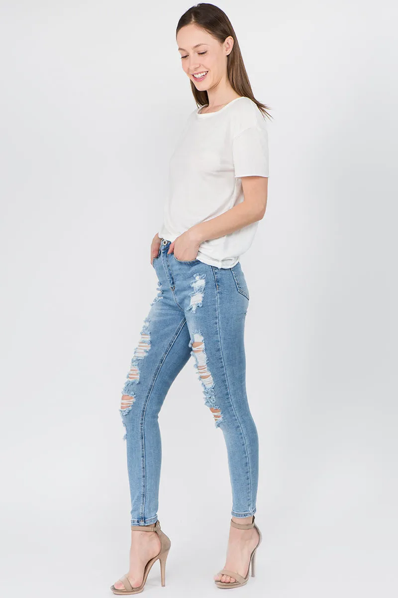 Blue Blue Distressed in High Waist Denim