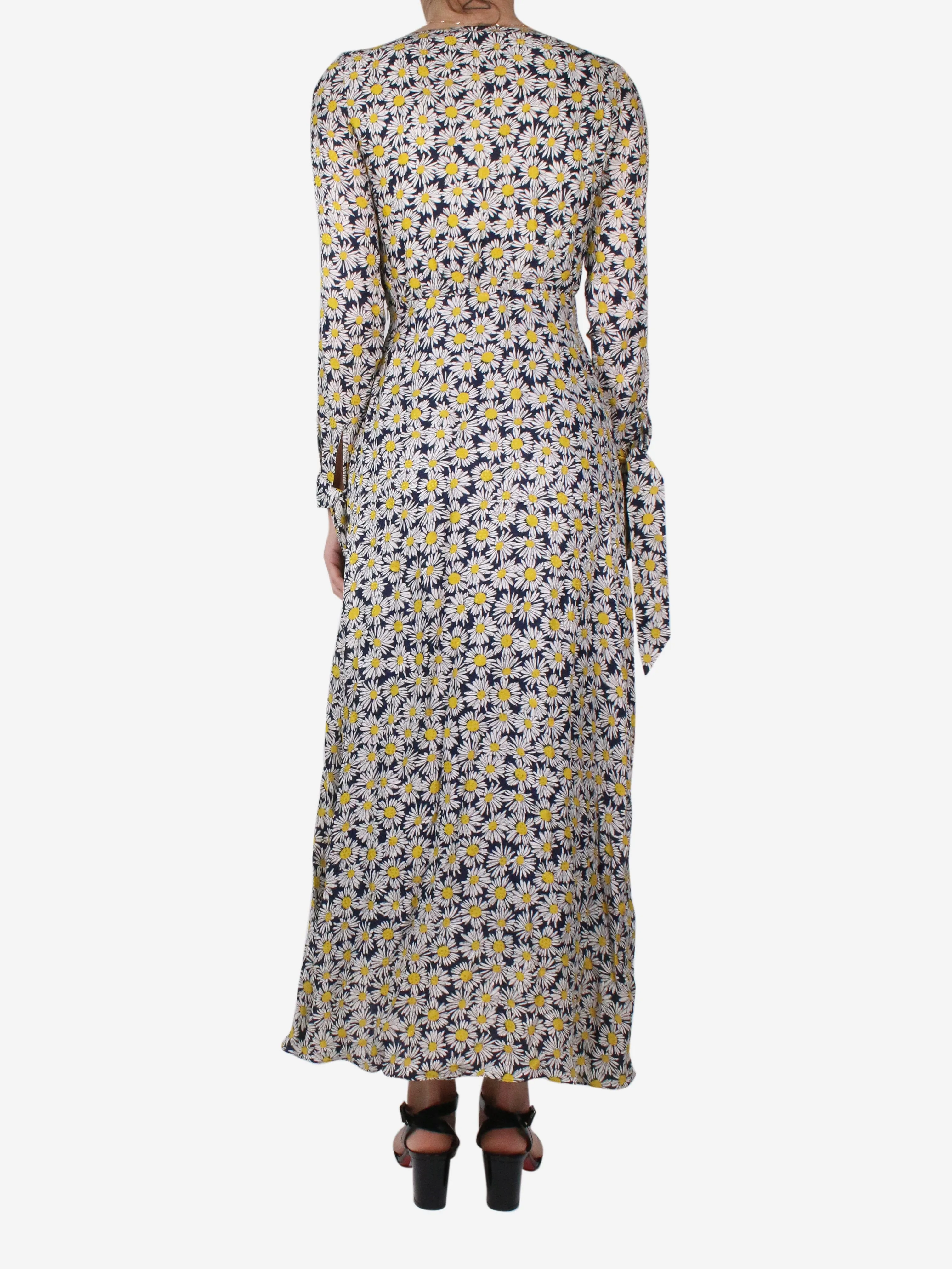 Blue daisy midi dress - size UK 8