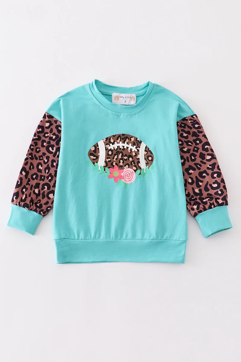 Blue leopard football girl top