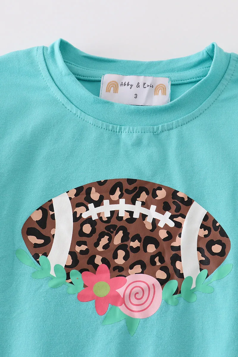 Blue leopard football girl top