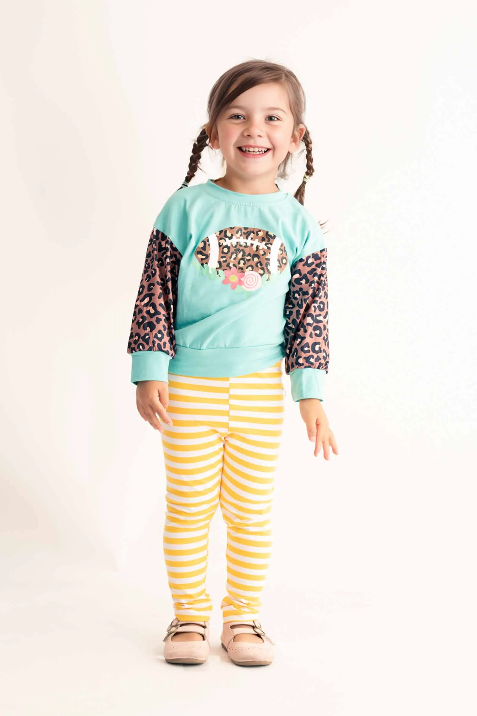 Blue leopard football girl top