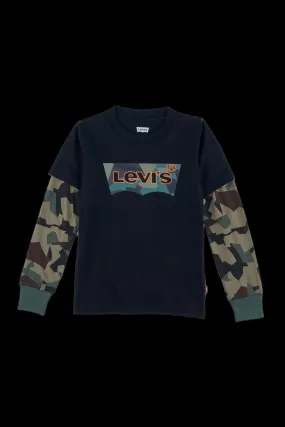 Boys Long Sleeve Camo Batwing T-Shirt