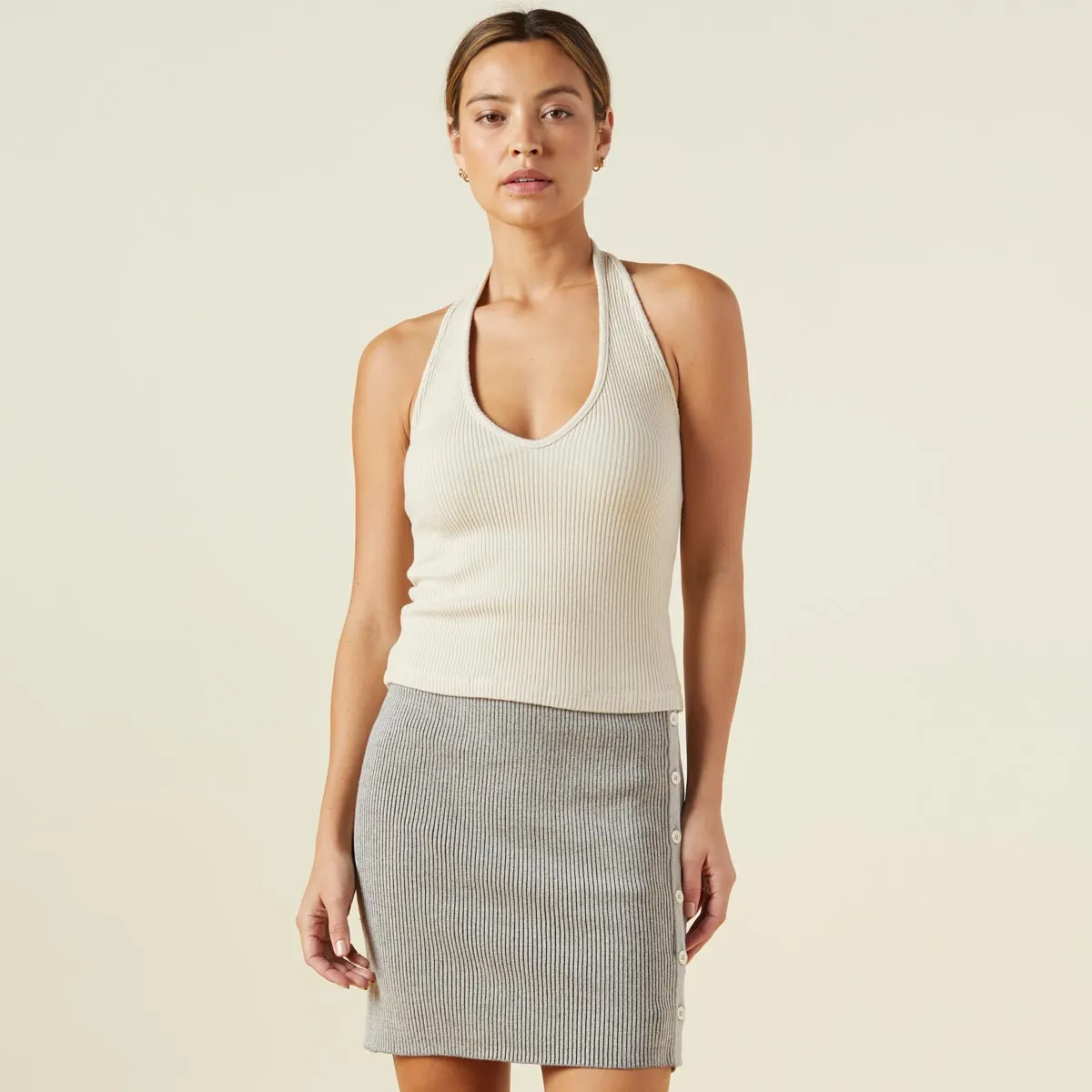 Brushed Rib Halter Tank