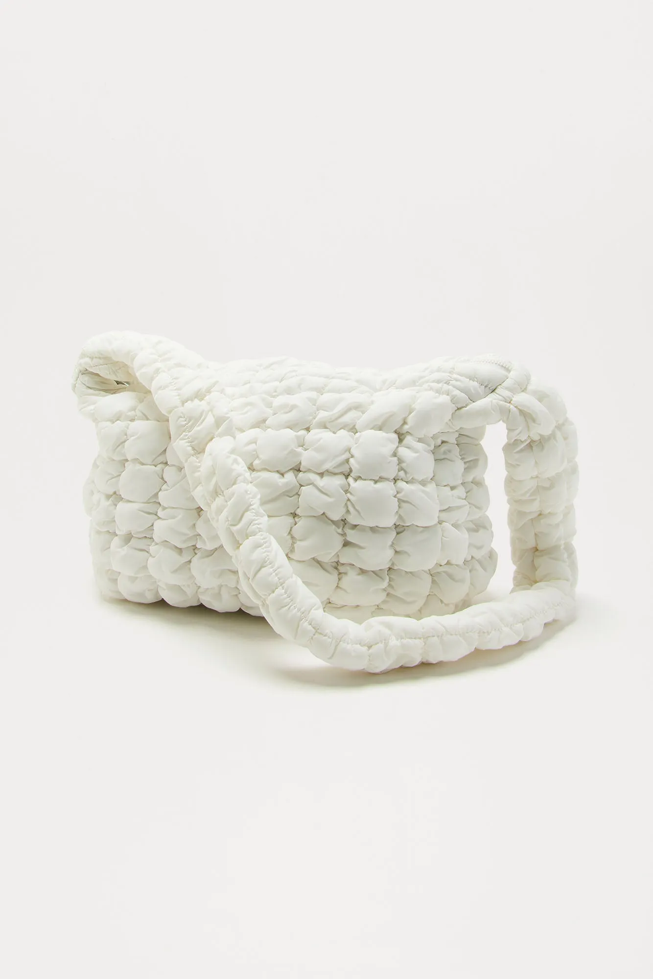 Bubble Quilted Tote Bag - White