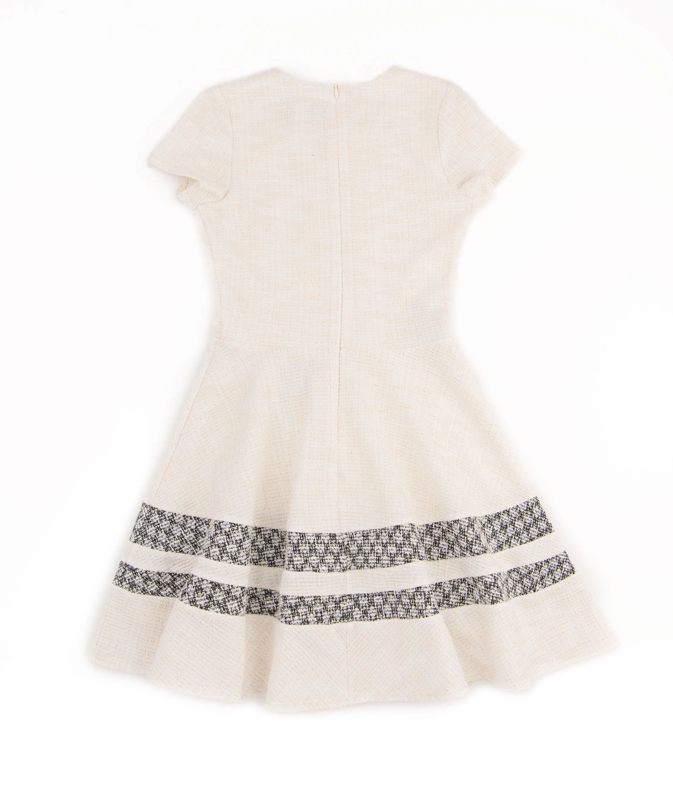 By Debra Girls Ivory Boucle Short Sleeve Striped Bottom Dress