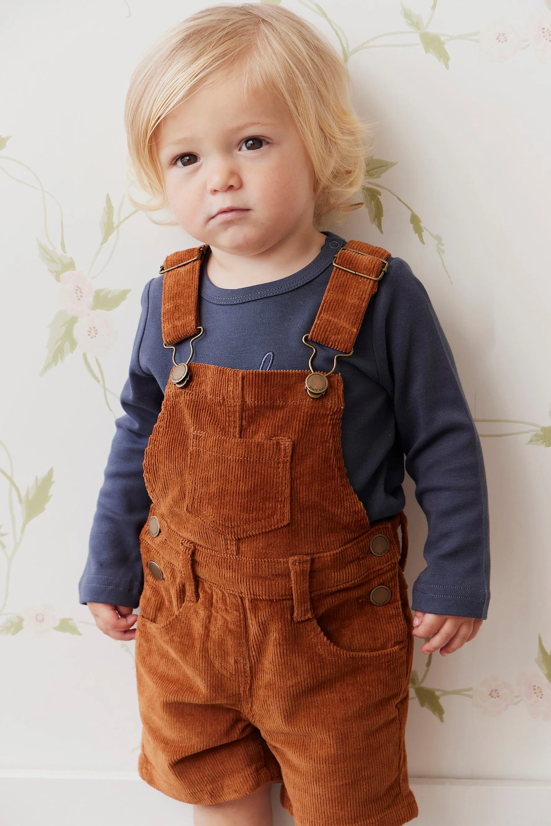 Casey Cord Short Overall - Cinnamon