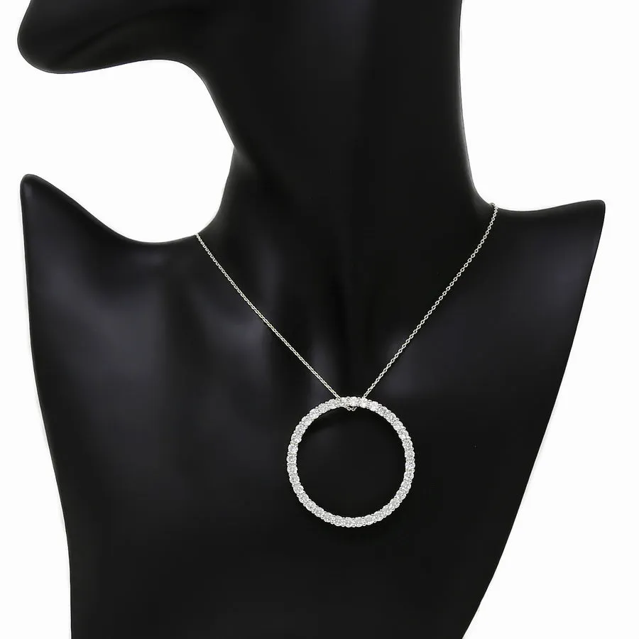 Circle CZ Pave Pendant Gold Dipped Chain Necklace