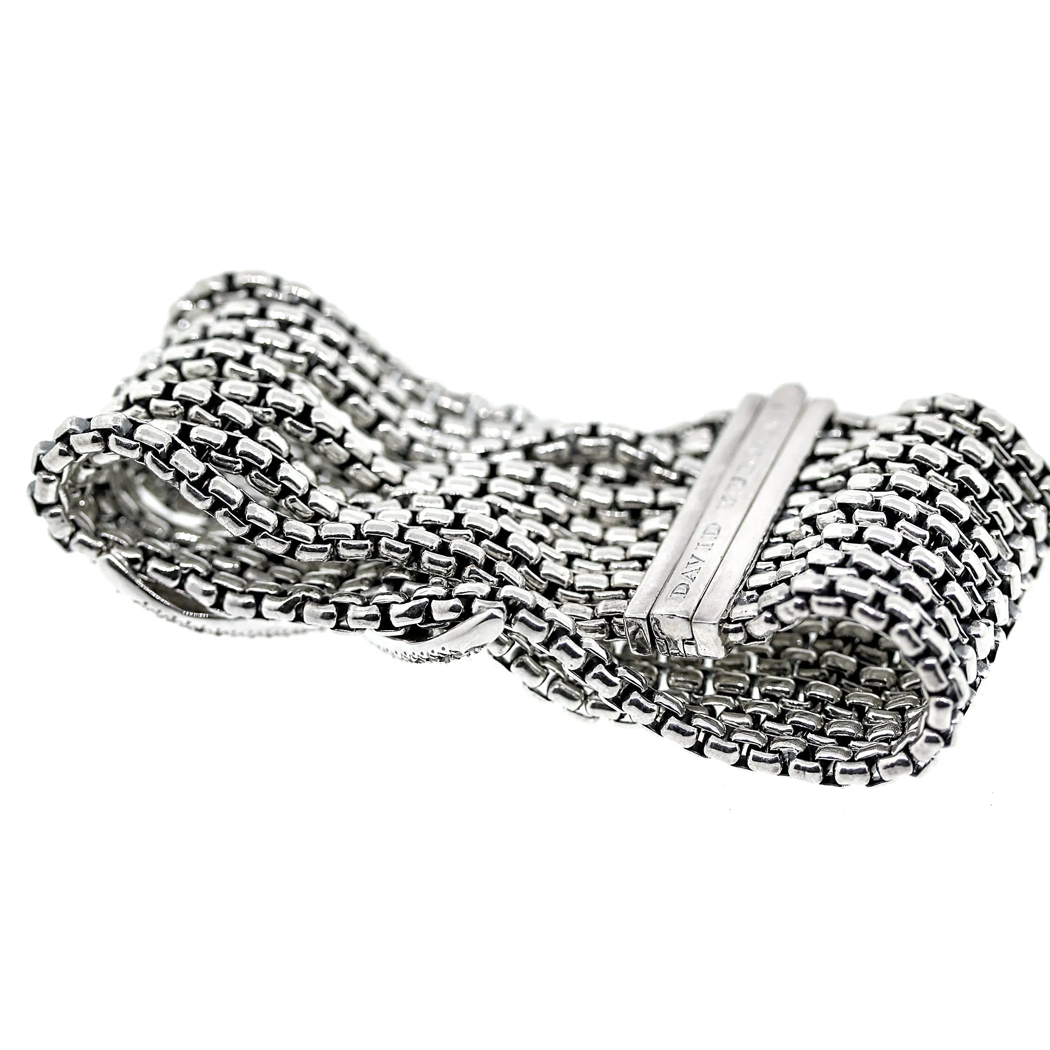 David Yurman 8 Row Diamond X Bracelet in Sterling Silver