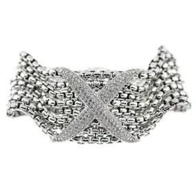 David Yurman 8 Row Diamond X Bracelet in Sterling Silver