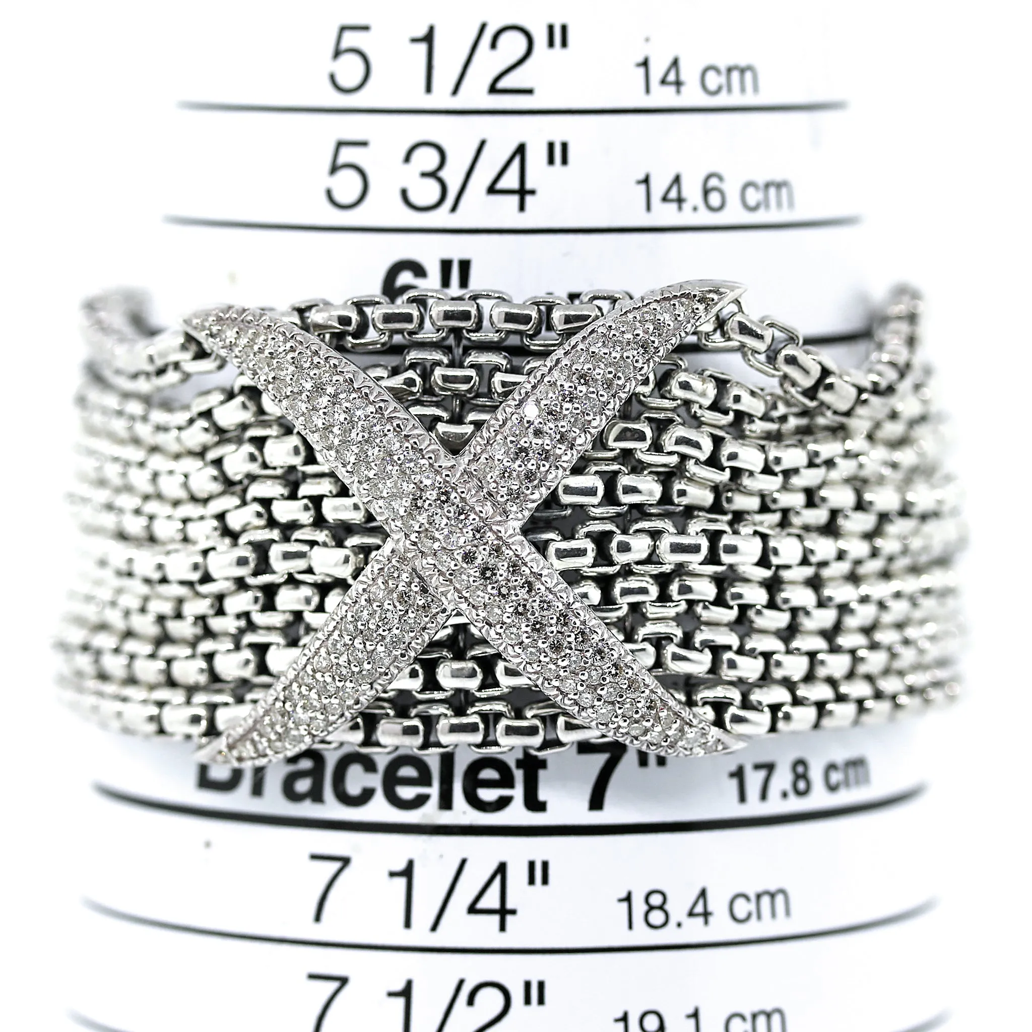 David Yurman 8 Row Diamond X Bracelet in Sterling Silver