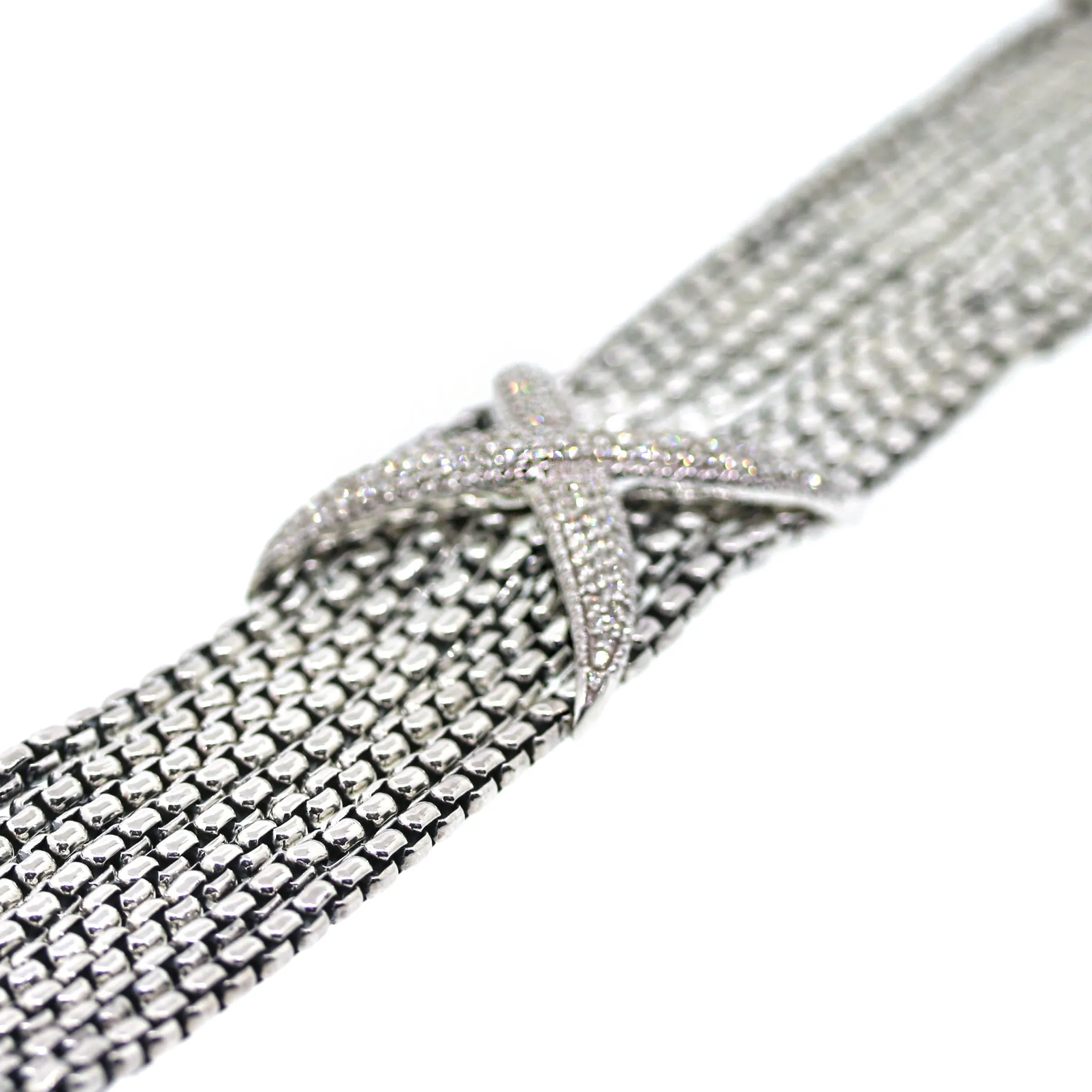 David Yurman 8 Row Diamond X Bracelet in Sterling Silver