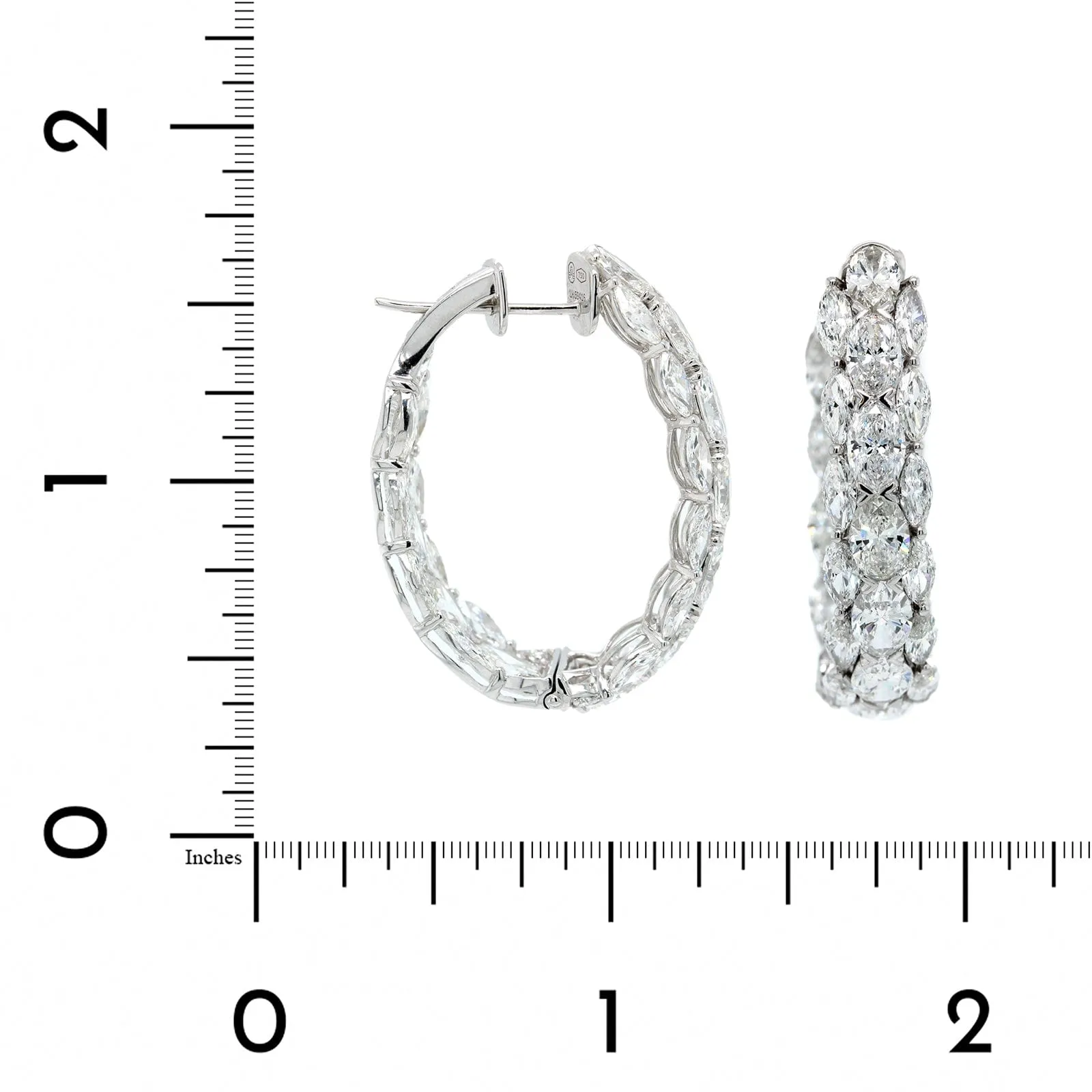 Etho Maria 18K White Gold 3 Row Inside Out Diamond Hoops