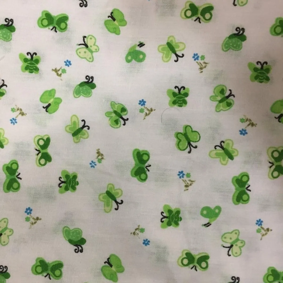 Green Butterfly Poly Cotton Print Fabric