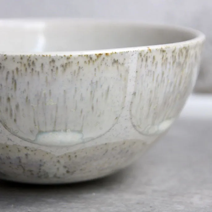 Half Sphere Bowl, Light Stone Grey w/ brush strokes (medium)