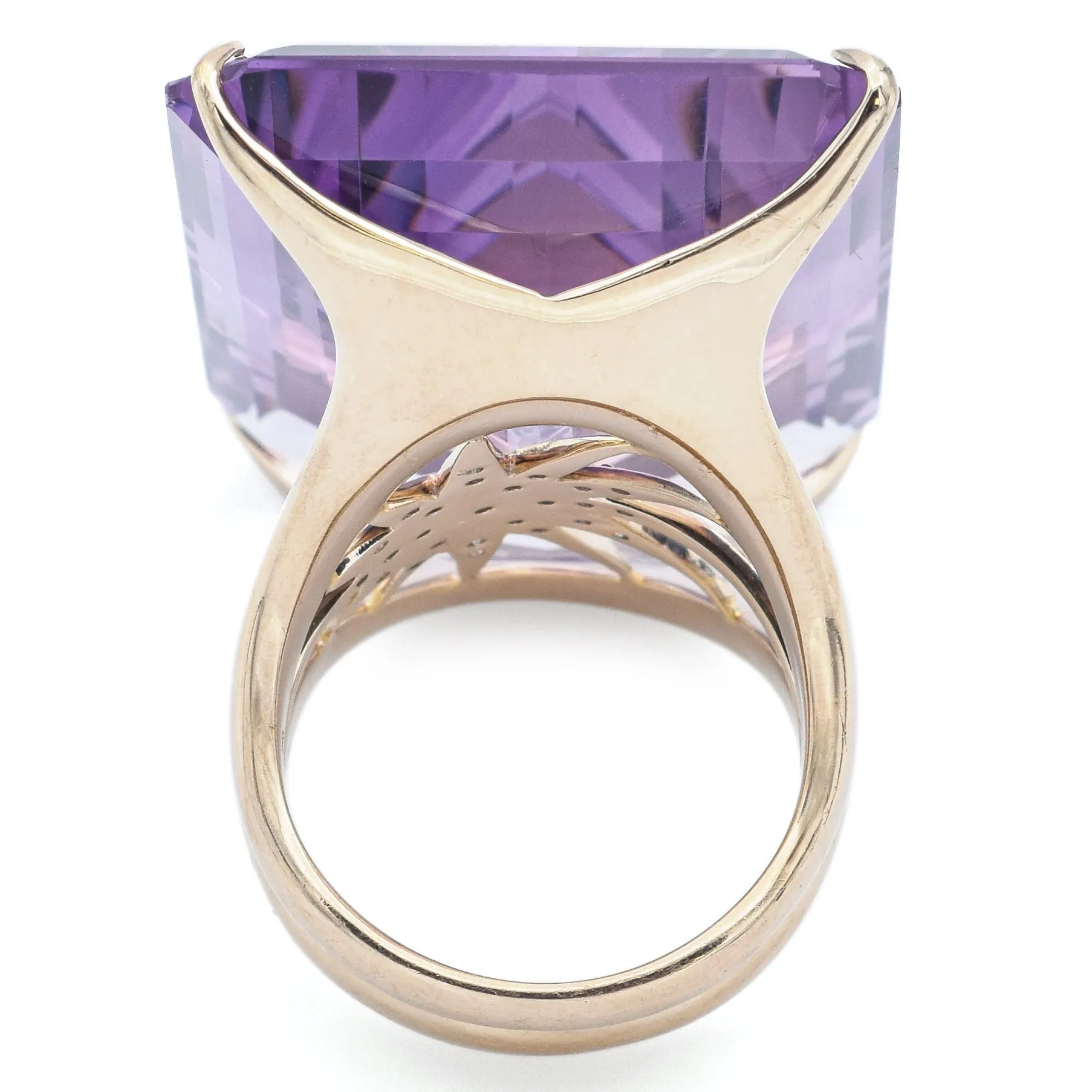 H.STERN 18K White Gold Amethyst & Diamond Highlight Stars Cocktail Ring with Box