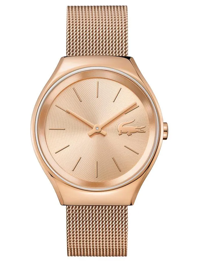 Lacoste Valencia Womens Watch - Rose Gold-Tone Dial & Case - Mesh Bracelet