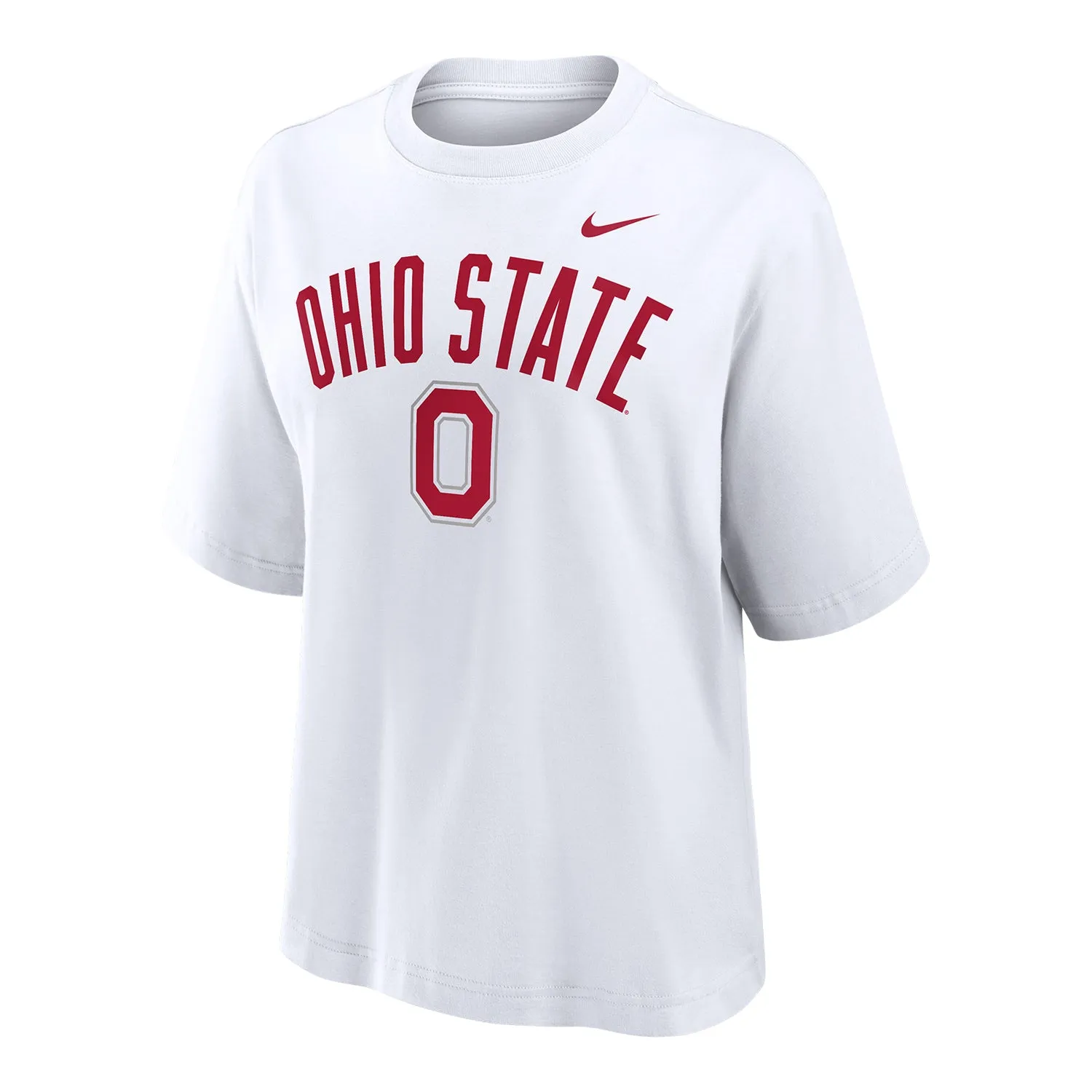 Ladies Ohio State Buckeyes Nike Block O Boxy White T-Shirt