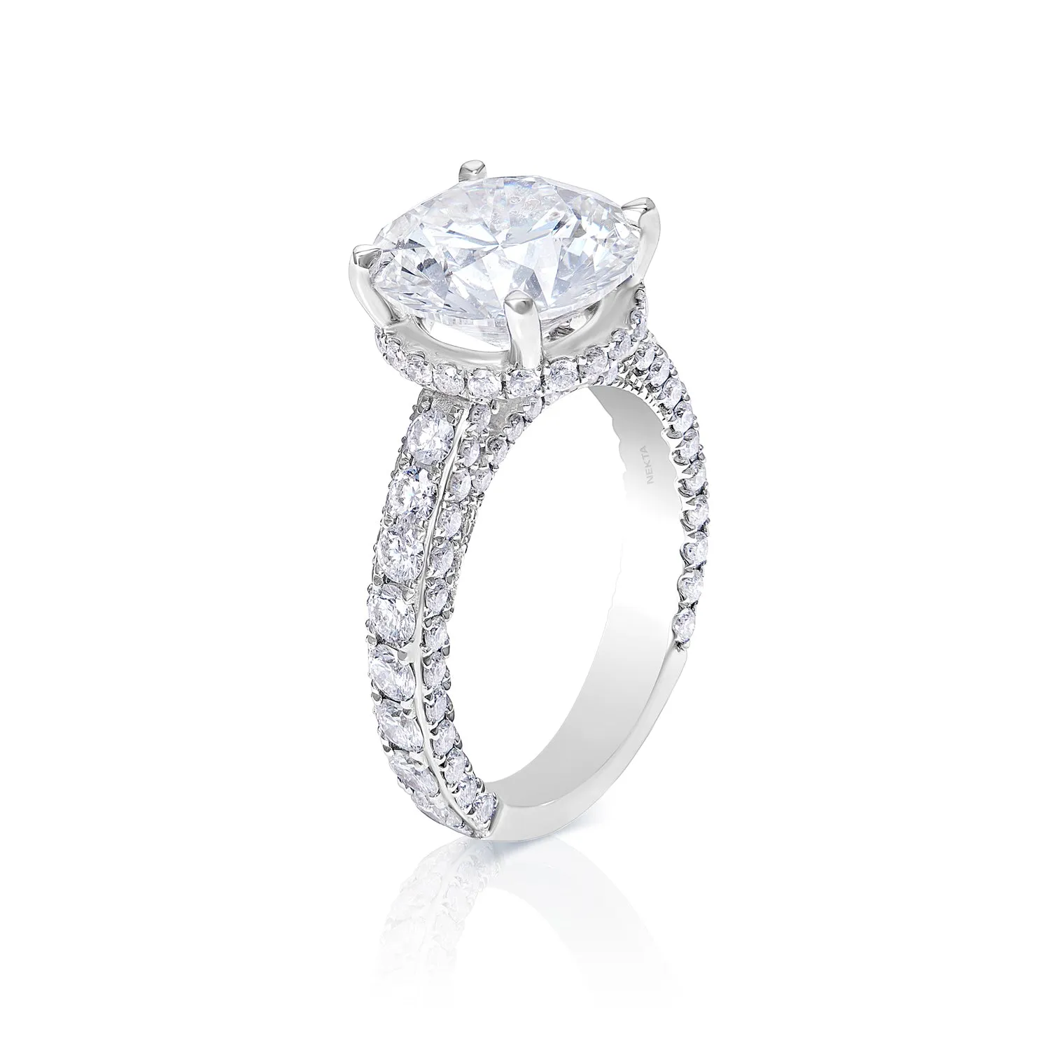 Lee 8 Carats G VS1 Round Cut Lab-Grown Diamond Engagement Ring in 18k White Gold