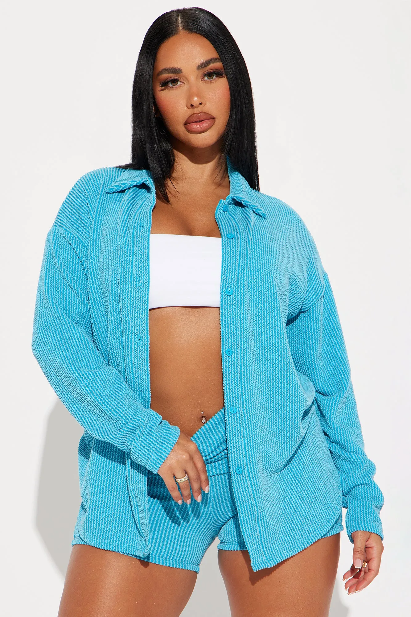 Maddie Biker Short Set - Turquoise