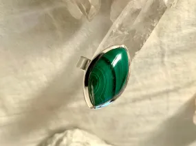 Malachite Adjustable Ring - Marquise