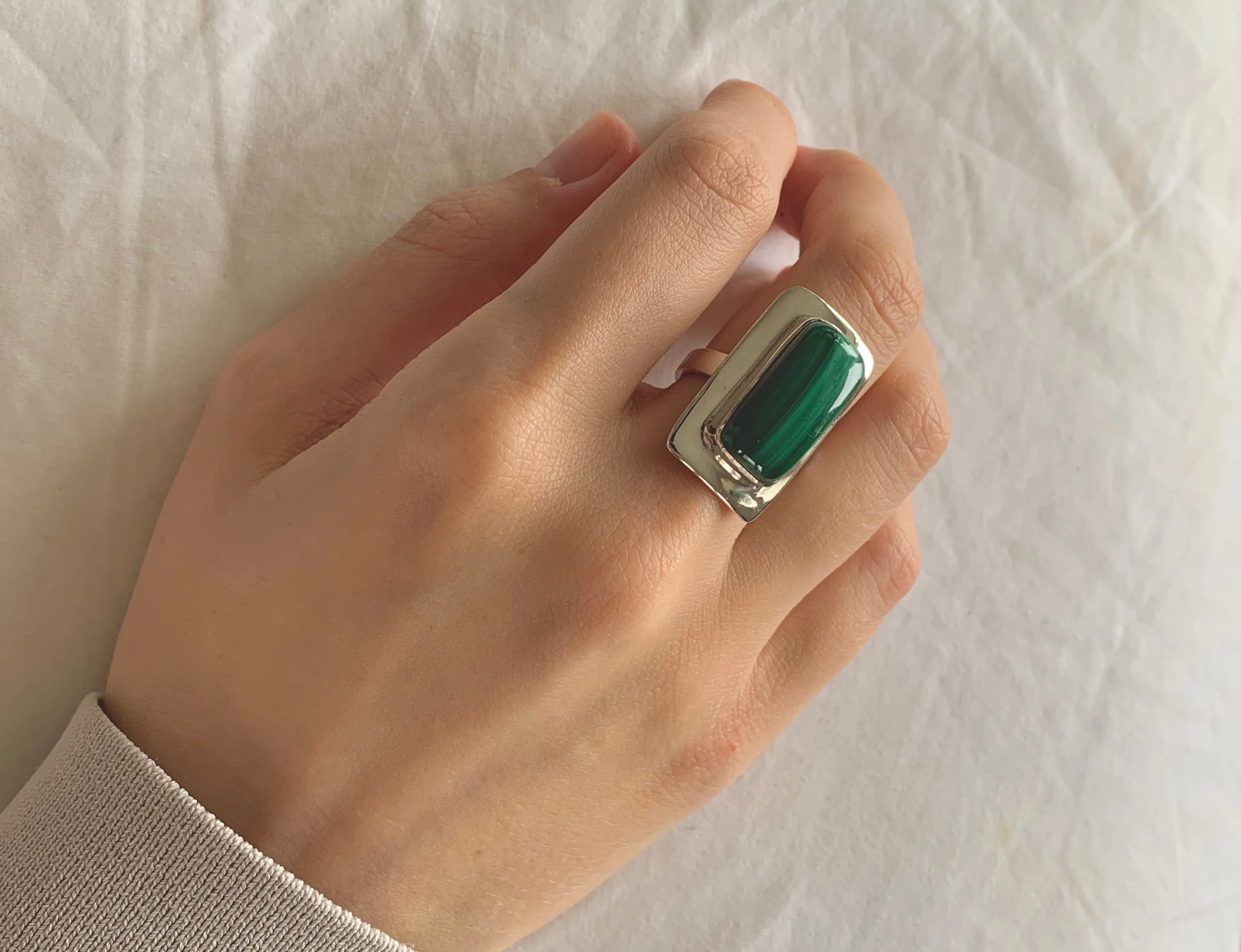 Malachite Dinah Ring - Rectangle