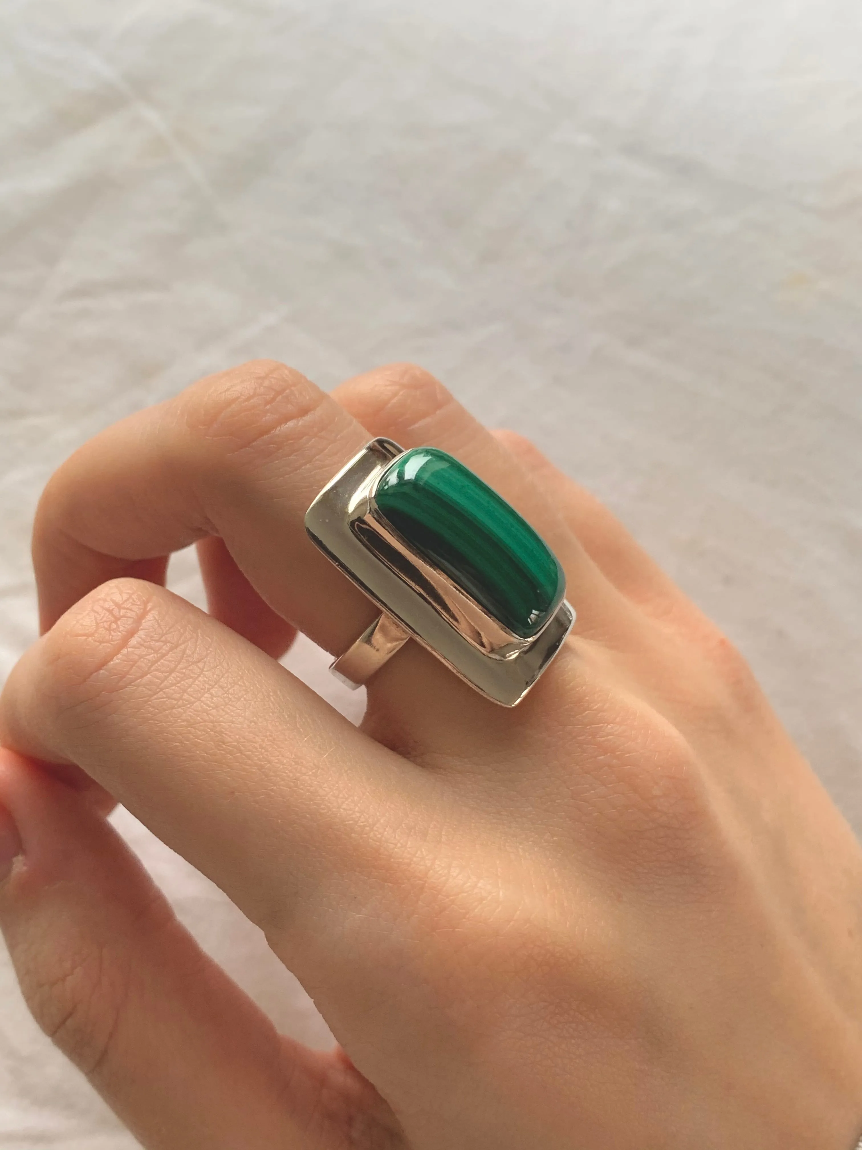 Malachite Dinah Ring - Rectangle