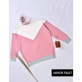 (Minor Fault) Two Tone Pink Split Zipper Sweatshirt