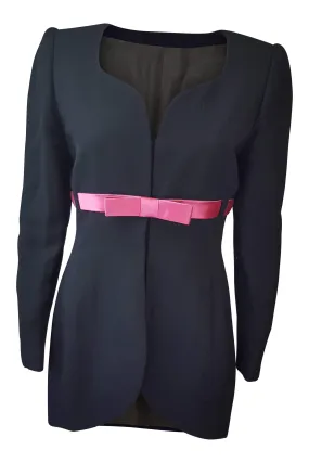 MIRELLA CAVORSO Black and Pink Fitted Collarless Jacket (S/M)