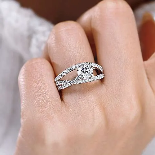 Mounting Only, 14K Free Form Diamond Engagement Ring Mounting