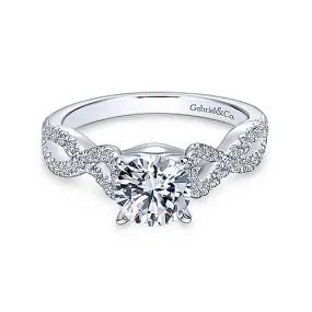 Mounting Only, 14K White Gold Round Twisted Diamond Engagement Ring